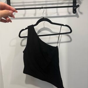 Black One-Shoulder Assymetrical Top